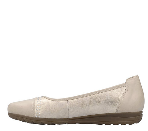 Pantofi casual, femei, RIEKER, ANTISTRESS, L9353-62 auriu, piele intoarsa